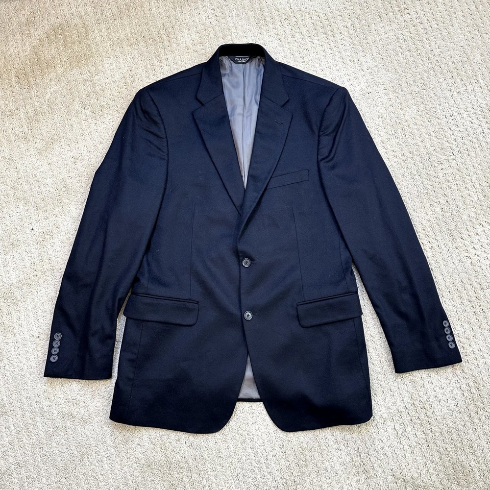 Jos. A. Bank Blazer Mens 41L Navy Blue 100% Cashmere Sport Coat Two Button Long